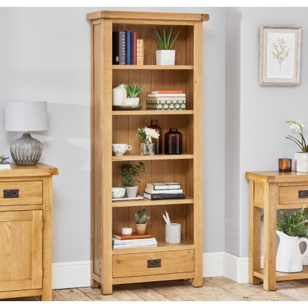 Rustic Oak - 60cm : Kệ Sách Gỗ Sồi 5 Tầng + 1 Ngăn Kéo